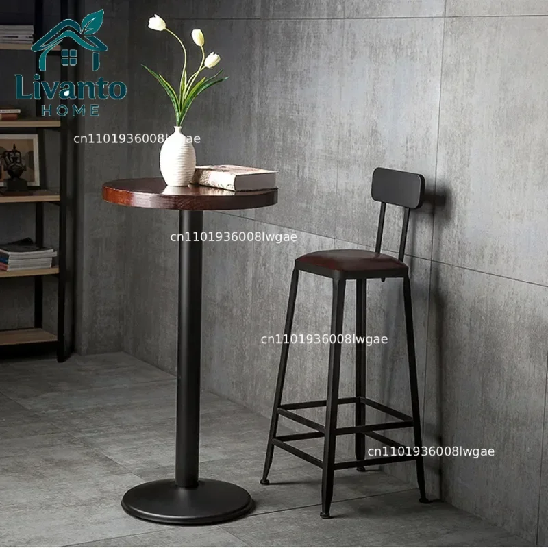 

Modern Minimalist Bar Chairs Iron High Stools Kitchen Comfortable Backrest Counter Seat Stable Load-bearing Restaurant Furniture