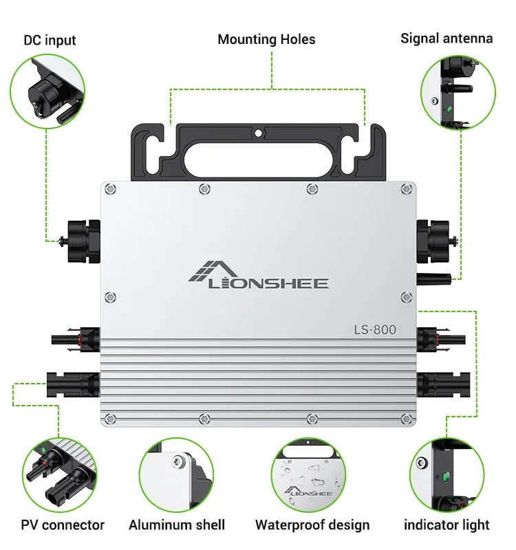 EU Stock Micro Inverter Mini Inverter 600w 800w Smart Mppt IP67 Waterproof On-Grid Solar System