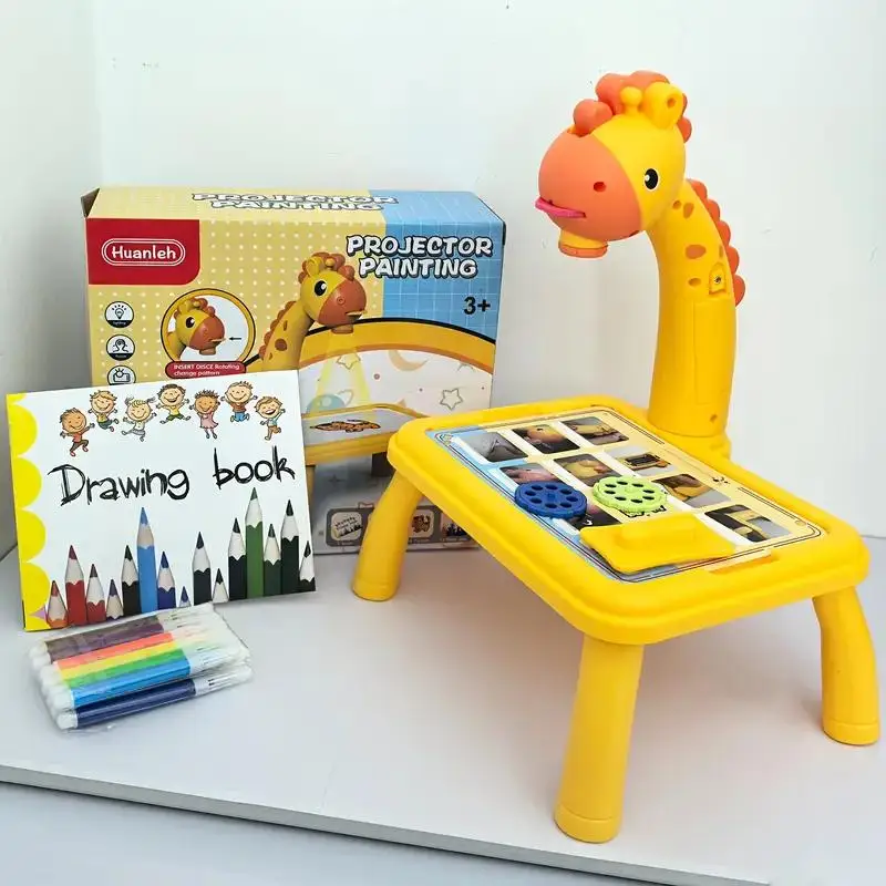 جهاز عرض صغير للرسم للأطفال، لعبة جهاز عرض للتتبع والرسم مع الضوء والموسيقى، ألعاب هدايا تعليمية متوهجة للأطفال