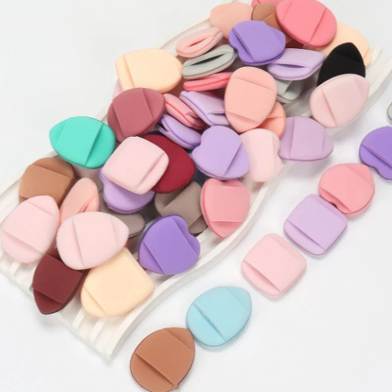 50 ピース/ロットソフトメイクアップスポンジミニフィンガーパウダーパフドライウェット両用パフフェイシャルコンシーラーメイクアップツール美容用品
