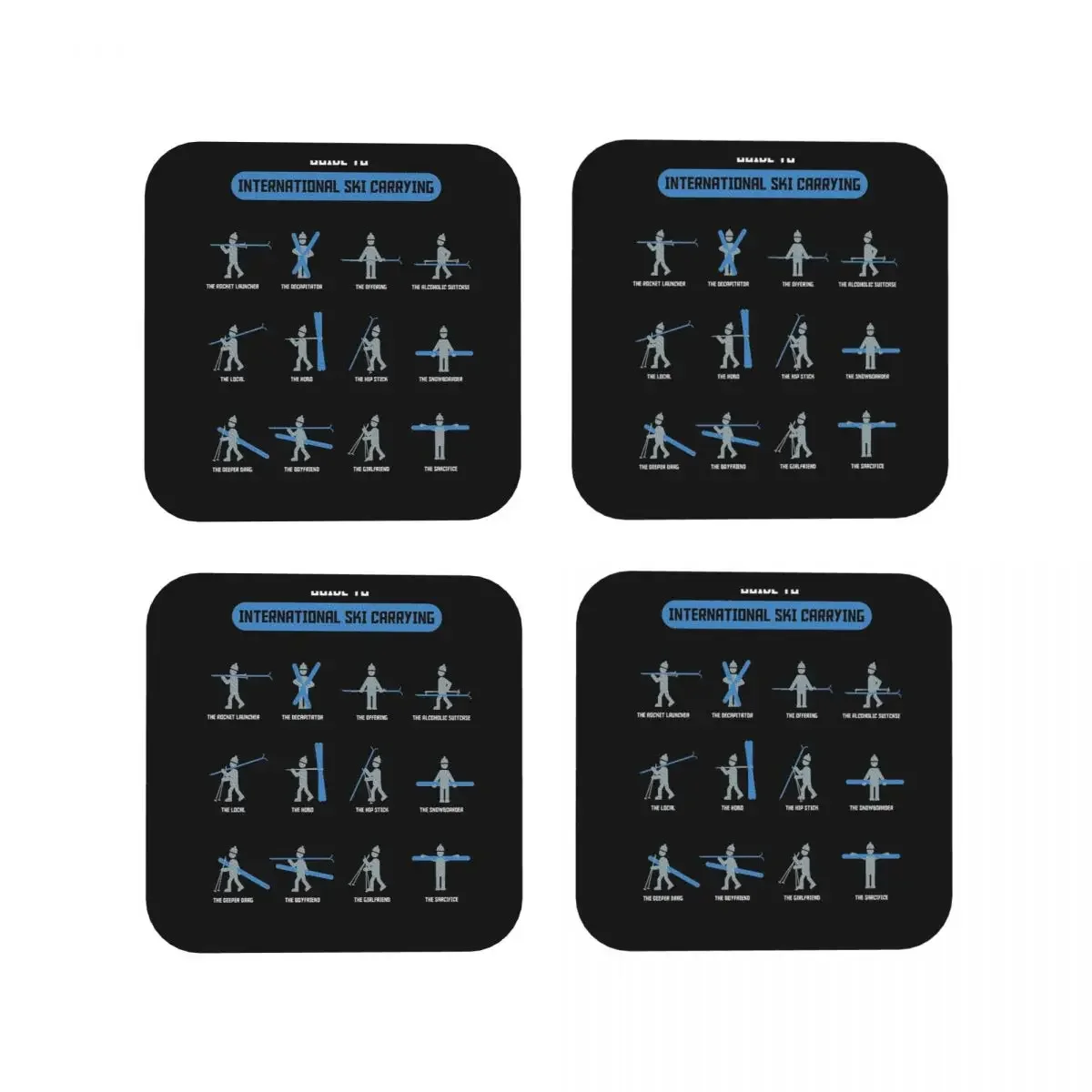 Skiing Winter Holyday And Apres Ski Coasters Coffee Mats Leather Placemats Cup Tableware Decoration & Accessories Pads for Home