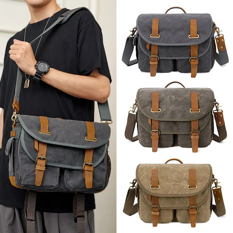 

Single Shoulder Canvas Bag Casual DSLR Camera Mini Photography Bag Lightweight and Waterproof