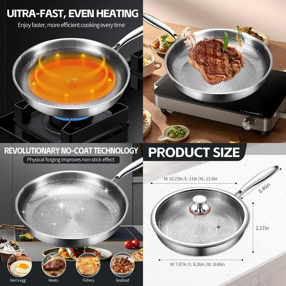 

10.23 Multifunction Titanium & Stainless Steel Cookware Set with Lid and Hammer, Scratch-Resistant Pro Pots and Pans for Cooking