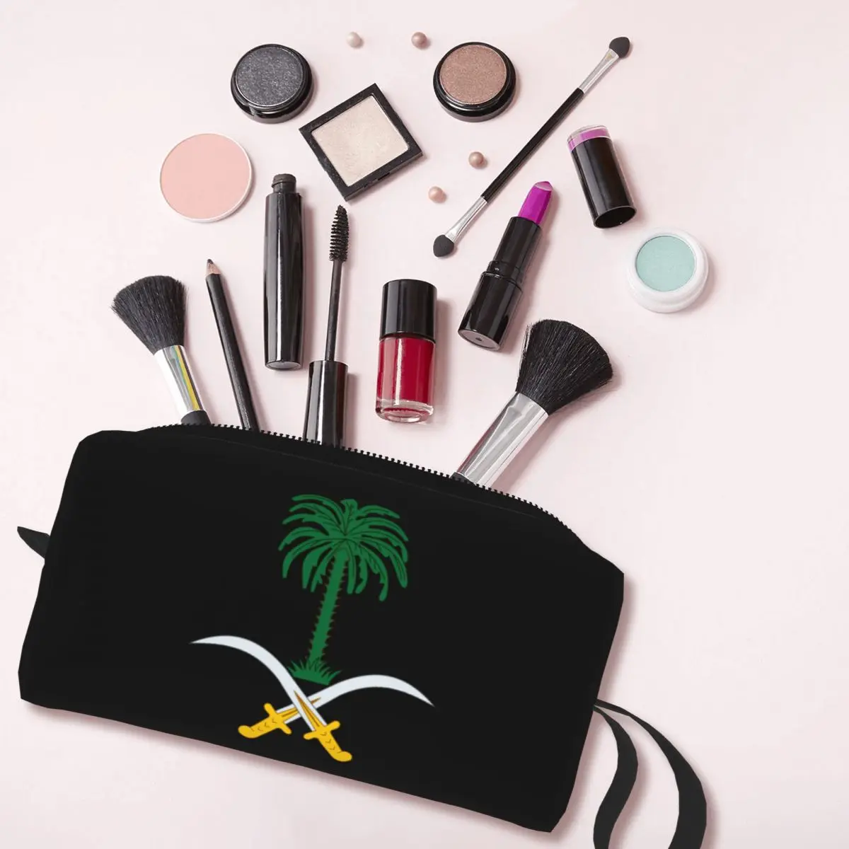 Bolsa de aseo con emblema personalizado de Arabia Saudita para mujer, organizador de maquillaje cosmético, estuche de Kit de almacenamiento de belleza para dama, Dopp