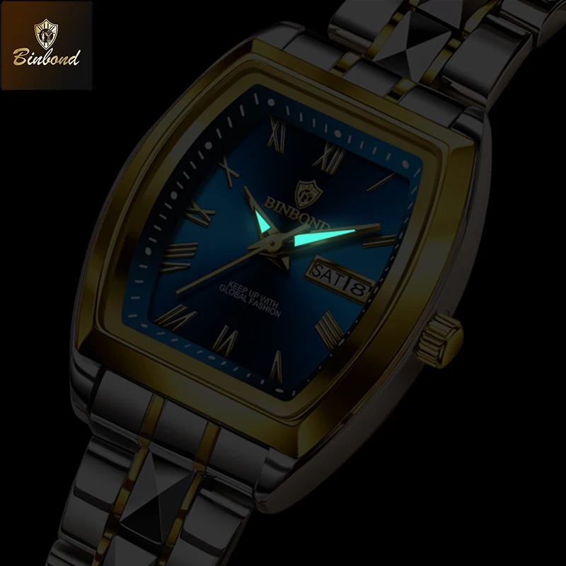 BINBOND B355 лучший бренд модные деловые женские роскошные кварцевые часы 30 м водонепроницаемые часы с датой недели спортивные повседневные женские наручные часы