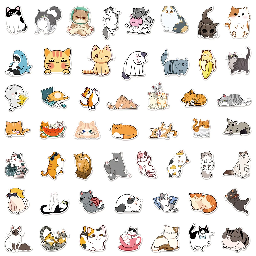 10/30/50pcs Kawaii Animals Cats Cartoon Stickers Aesthetic Funny MEME ...