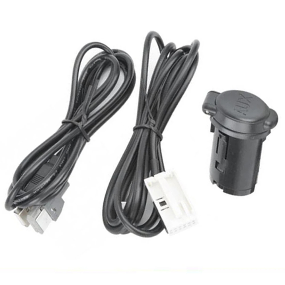 

USB-кабель, розетка, черный автомобильный USB-адаптер AUX, практичный и надежный, совместимый с напряжением 12 В, материал ABS для 208