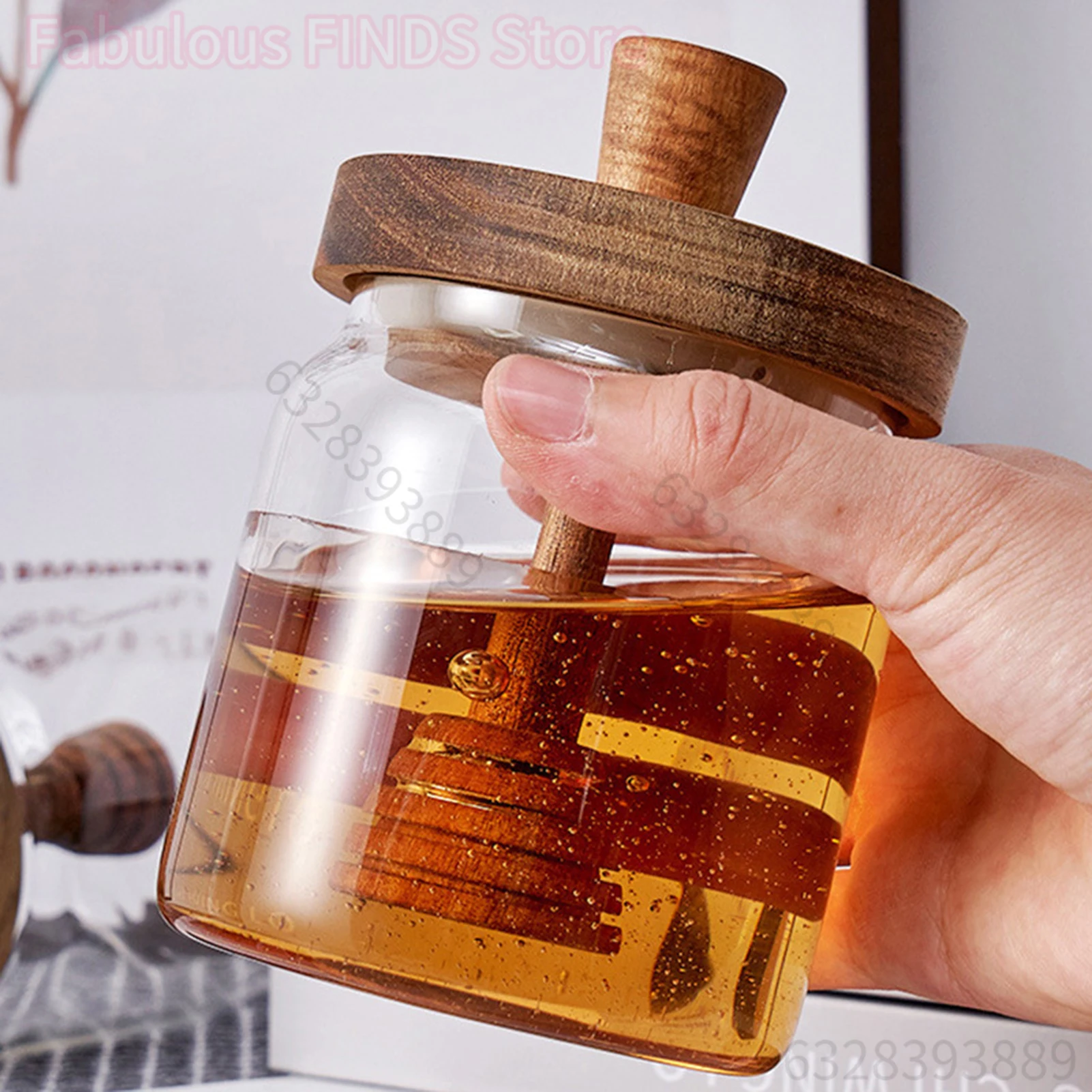 Bouteilles de stockage en verre pots de miel avec trempette et couvercle récipients à miel à large bouche distributeur de sirop pour stocker du miel et du sirop
