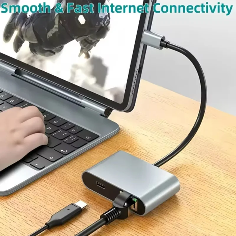 PD 100W USB C 2500M RJ45 Ethernet Network Adapter Type C Hub USB C to RJ45 2.5Gbps Network Card Ethernet Adapter view 2