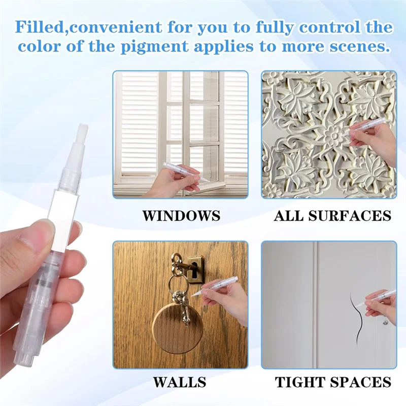 AT05-Fillable Touch Up Paint Pen, 6PCS Refillable Paint Brush Pens, Precision Applicator For Walls, Funiture, Cabinet
