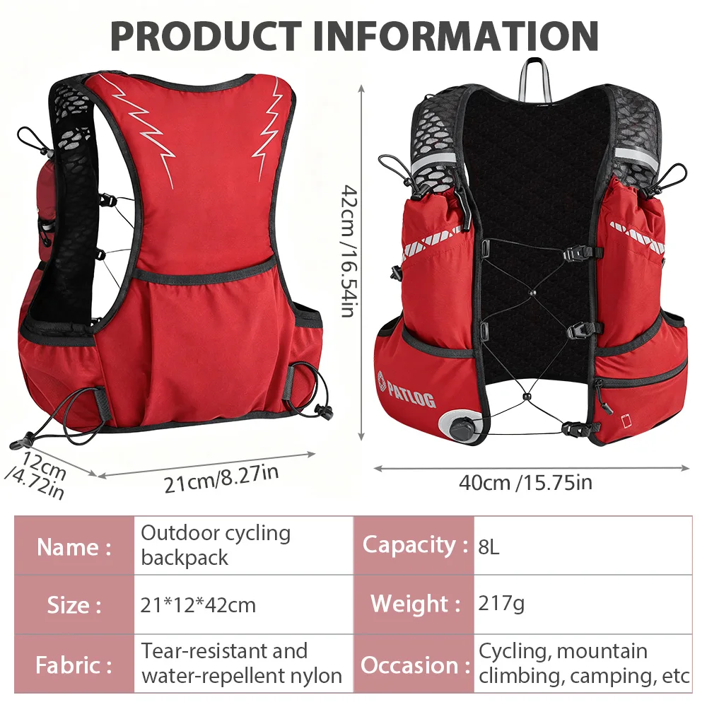 NEWBOLER Outdoor Trail Running Backpack Ultralight Women Men Run Race Hydration Vest Marathon Bike Bag for Marathon Hiking 8L view 2