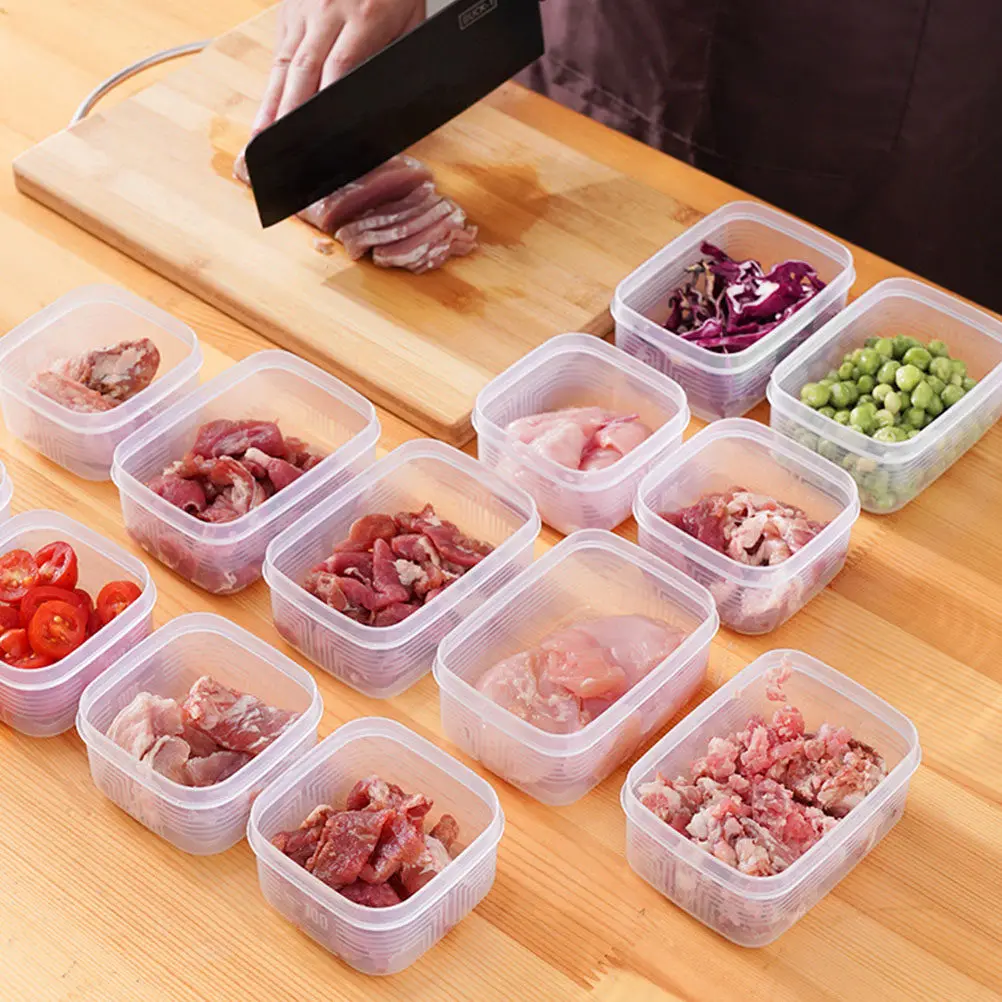 8Pcs Refrigerator Meat Storage Box Clear Food Container Sealed Produce Saver Storage Bin for Fruits Vegetables Bread Nuts