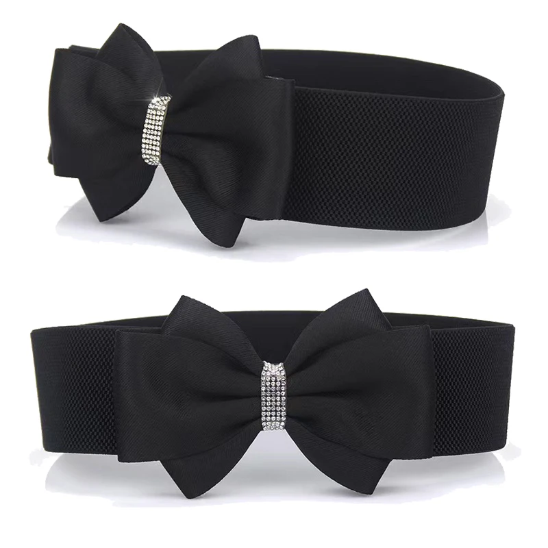 Diamanten Strikgordel Voor Dames Katoenen Strikken Tailleband Jurk Donsjack Cummerbunds Elastische Riem Kledingaccessoires