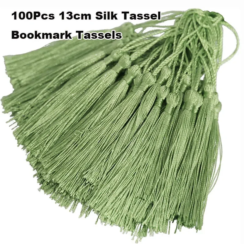 100Pcs 13cm Polyester Silk Tassel Fringe Hanging Spike Crafts DIY Jewelry Making Clothing Bookmark Pendant Decoration