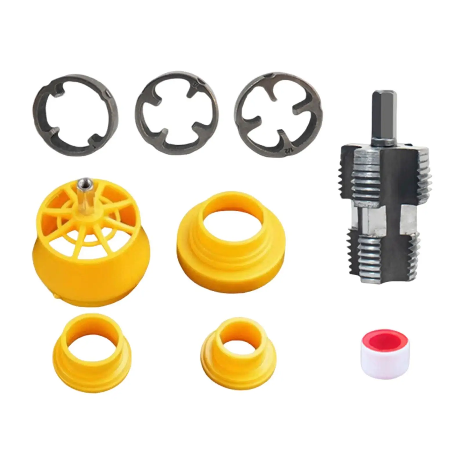 

Electric Drill PVC Pipe Threader Kit Easy to Operate Hand Tool with 1/2", 3/4", 1" Dies for Cutting Plumbing Threading Projects