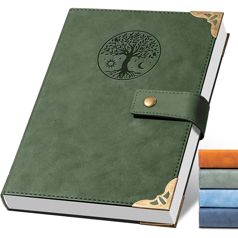 Cuaderno de esquina de Metal para mujeres y hombres, 260 páginas, cuadernos de tapa dura de cuero, papel grueso de 100 GSM, cuaderno para el trabajo, 1 ud.