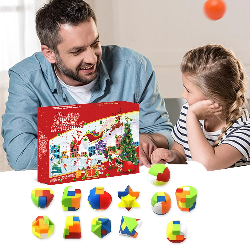 Christmas Countdown Calendar 24 Pcs Metal & Plastic Puzzle Fun Challenges Toys Christmas Advent Calendar for Adults Teens Kids