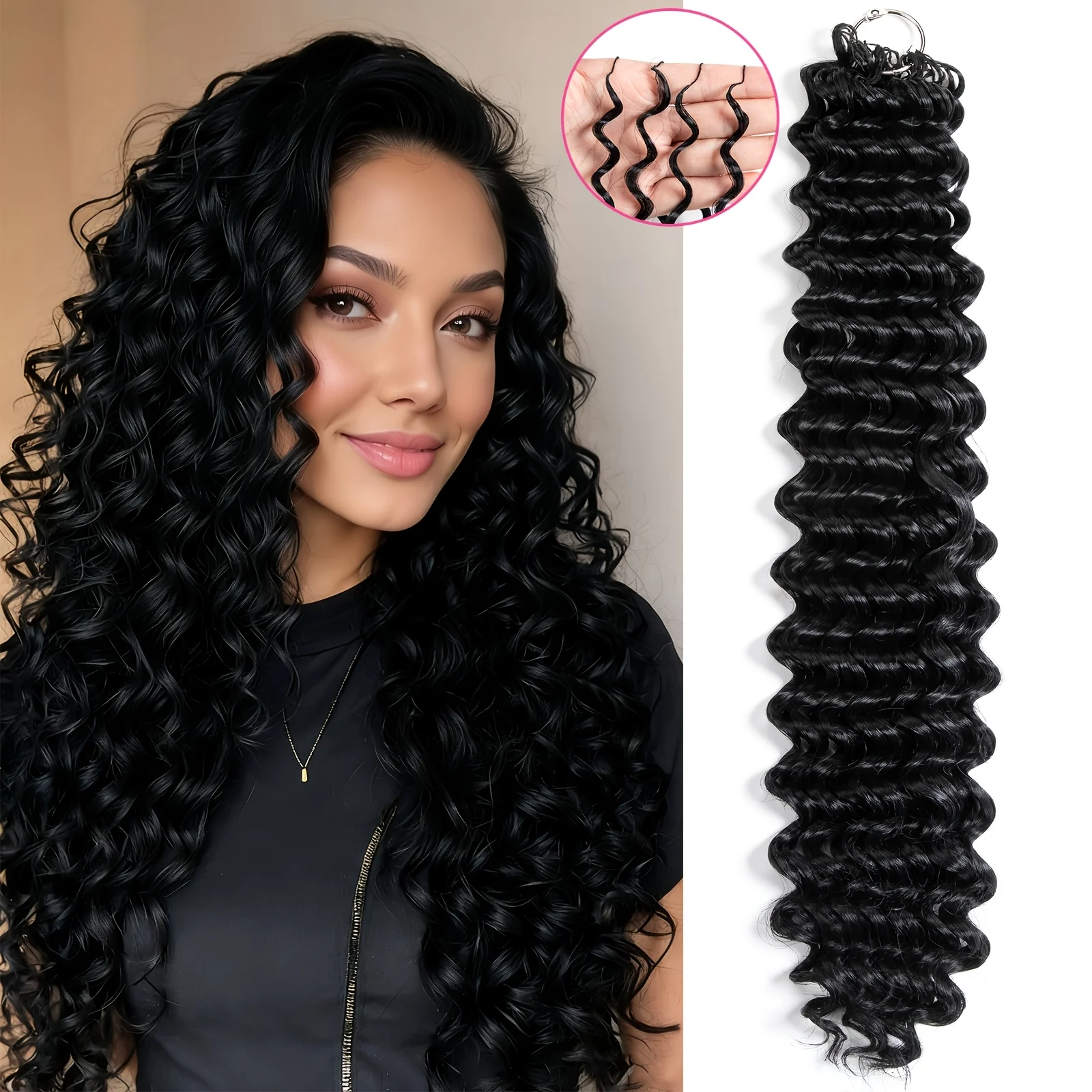 Deep Curly Feather Crochet Hair Pre-Separated Knotless Braids Deep Wave Human Hair Extensions for Dreadlocks & Braided Styles