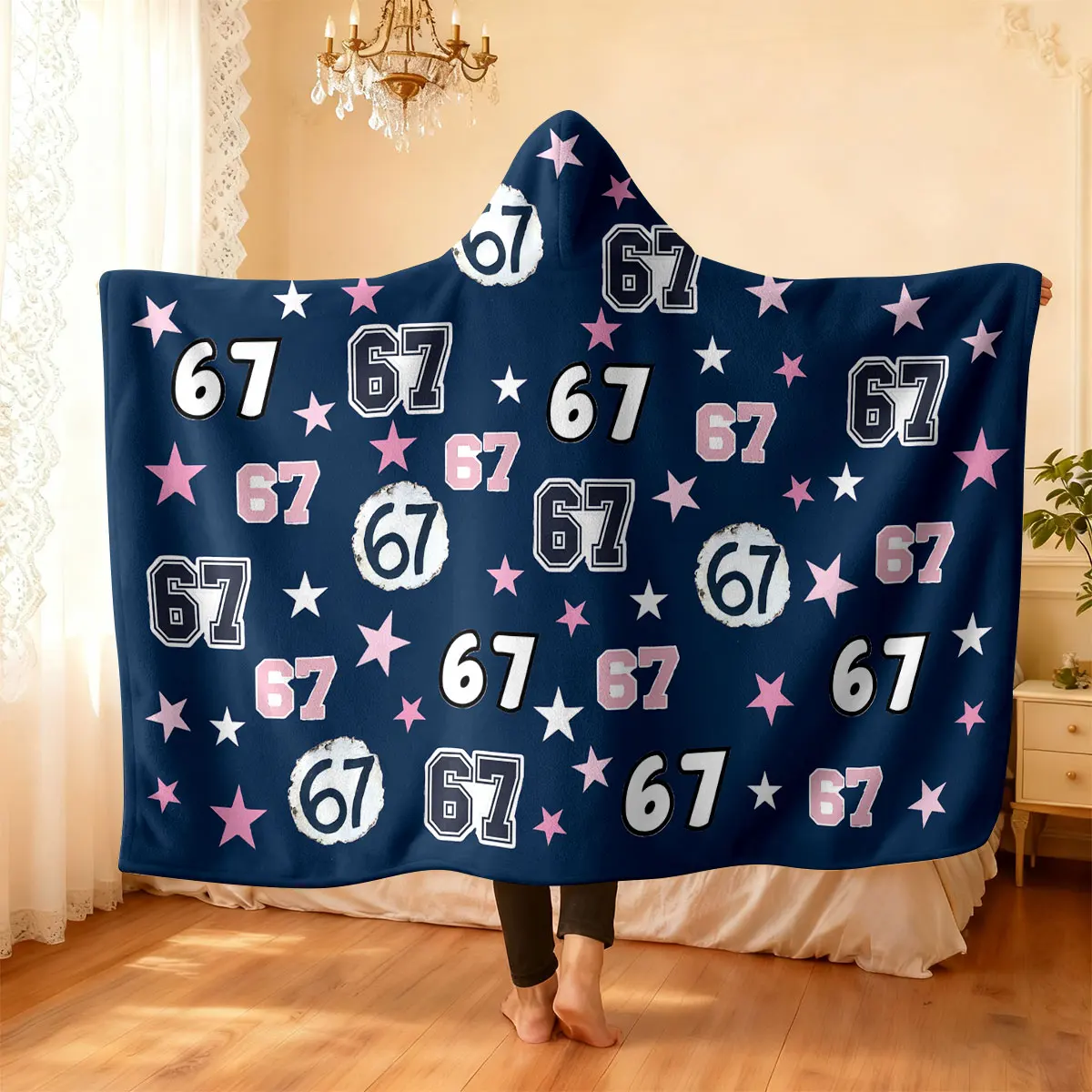 1 шт., фланелевое одеяло с капюшоном и шестью семи элементами, носимое одеяло-накидка, мягкое и теплое, одеяло разных размеров для сна и отдыха