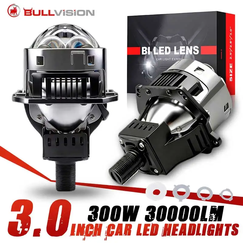 2pcs Bi LED Projector Lenses 3 Inch For Headlight Hella H4 H7 9005 9006 6000K Auto Lamp Retrofit Kits Dual Hyperboloid Lens