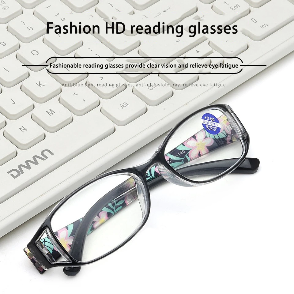 New Presbyopic Glasses For Women Men Floral Occhiali Da Lettura Anti Blue Light Diopter Points Read Clear Reading Glasses
