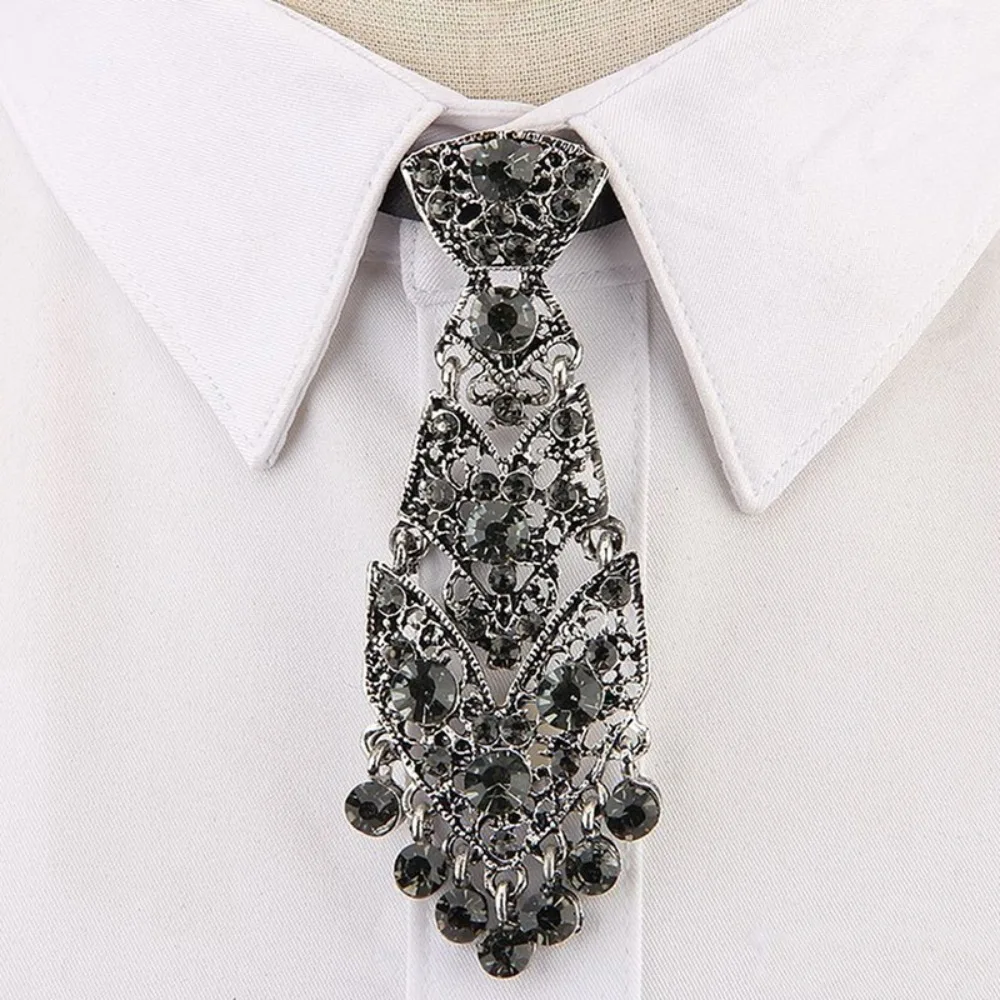 Adjustable Rhinestone Necktie Luxury Tassel Formal Business Ties Suit Accessories Gentleman Style Crystal Necktie Business Suit