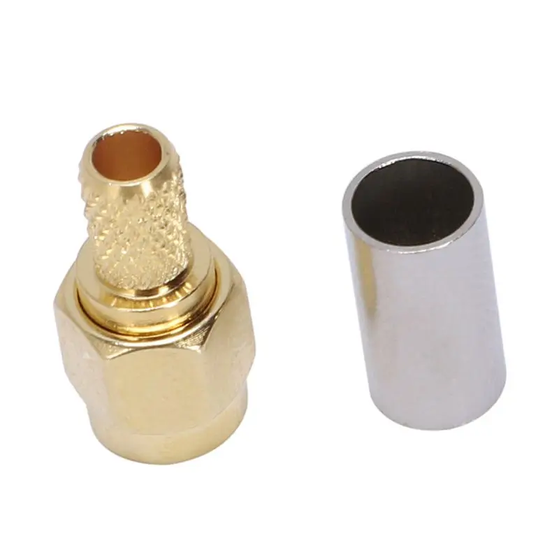 AT63-100Pcs SMA Male Plug RF Coaxial Connector Crimp For RG58 RG142 RG400 LMR195 RG223