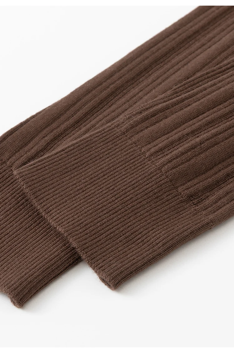 BY3621708 Damen-Strickjacke mit Polokragen, 100% Wolle, strukturiert, gerippt, lange Ärmel, Kragen mit Kettenverzierung, Kunstharzknöpfe, dezenter Luxus für den Herbst – Detail 19