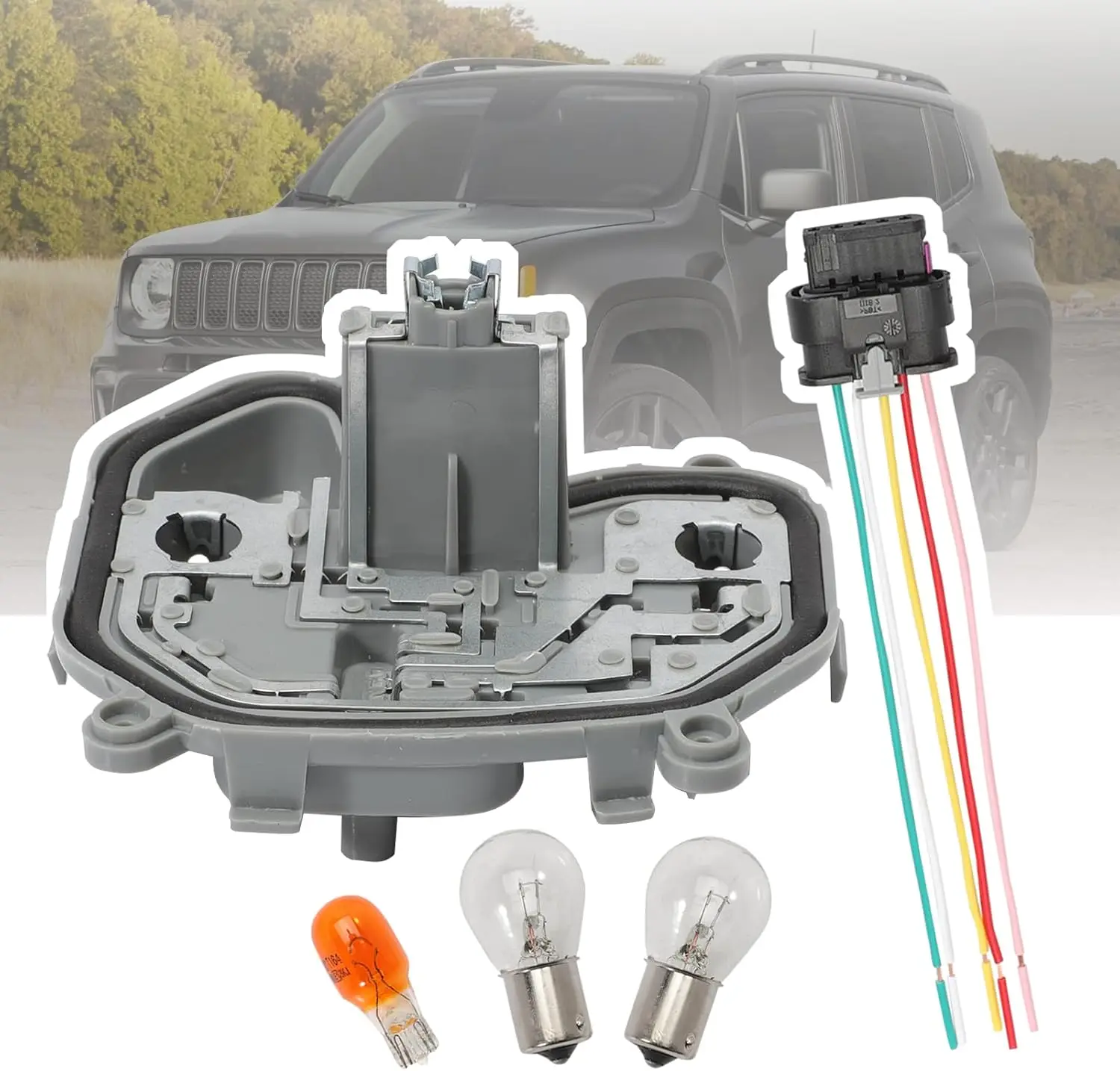 

Кронштейн держателя заднего фонаря с вилкой и лампочкой, совместимый с Jeep Renegade 2015-2023 68270837AA 68458452AA