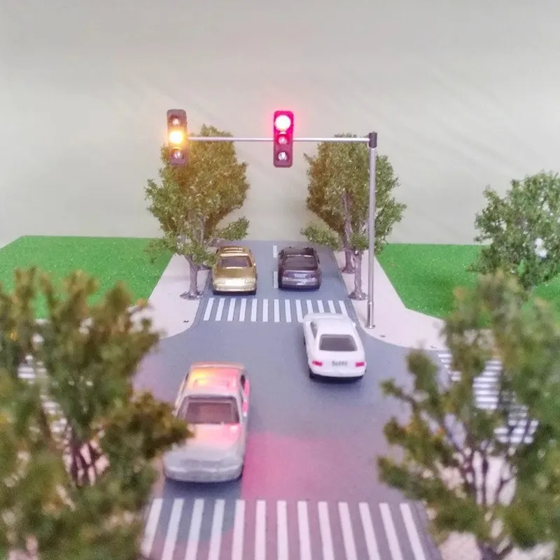 1pc 1:87 MIniature Light HO N scale Model Railway Traffic Light Street Lamppost 5V LED Light City Road Layout Model Building kit