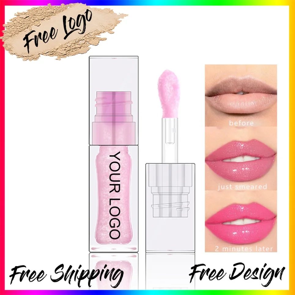 

Custom Logo Vegan Lip Gloss Wholesale Color Changing Lip Oil Clear Square Tube Pearl Lip Balm Private Label Makeup