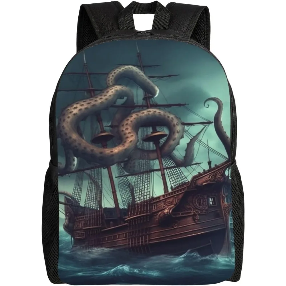 

Octopus Ship Cute Backpack Waterproof Lightweight Laptop Backpack Shoulder Bag Casual Daypack For Women Men