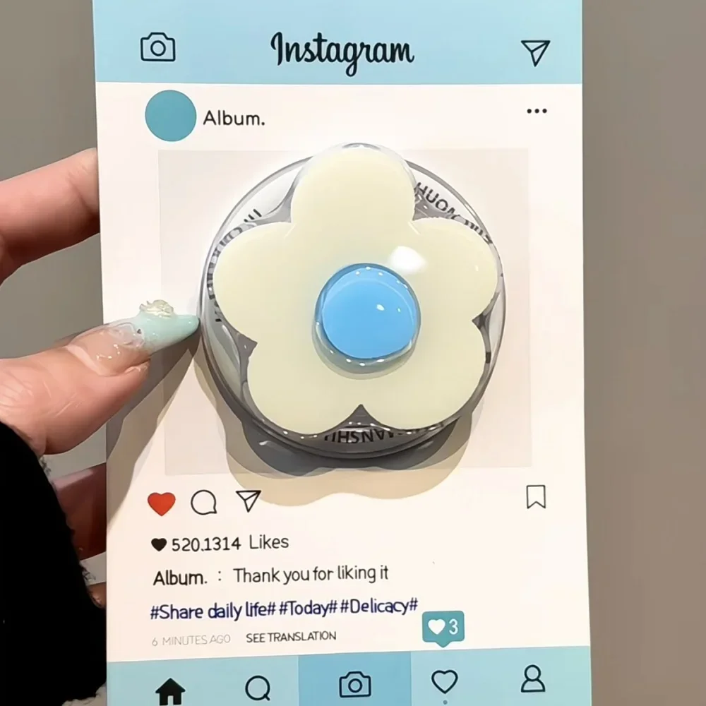 

New Korean Cute Flower for Magsafe Magnetic Phone Griptok Grip Tok Stand for IPhone 17 16 Samsung S25 Accessories Bracket Holder