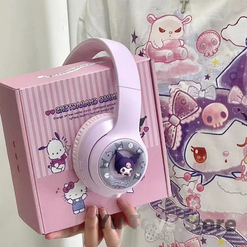 New Cute Sanrio Family Series Headworn Intelligent Bluetooth Earphones Kuromi My Melody Cinnamoroll Wireless Gaming Headset Girl