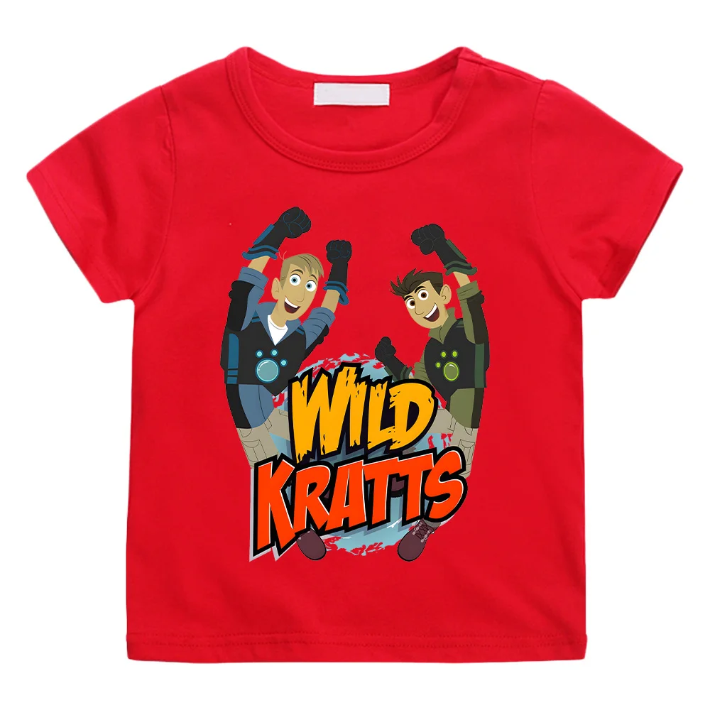 Wild Kratts Cartoon T-shirt Anime Print New Cotton Tshirt Children Fun Top Adventure Cartoon Tees Cool Boys Short Sleeve Clothes