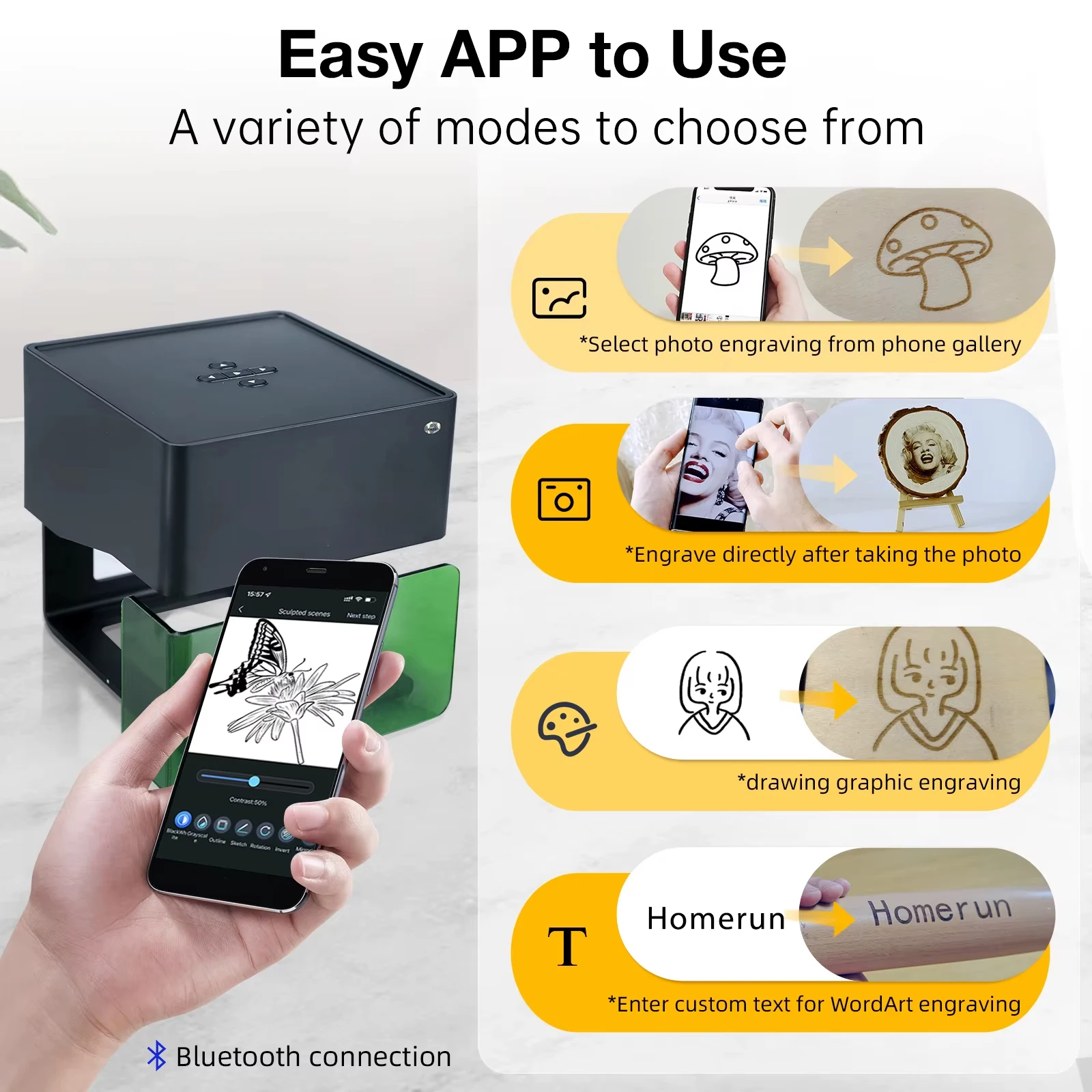 Mini Laser Engraving Machine Home-Use DIY Machine High Speed Logo Mark Printer Laser Printer For Wood Plastic Bamboo Leather