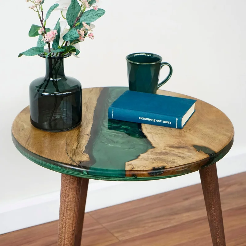 custom.Resin Walnut Round Table  Epoxy Resin Tea Table