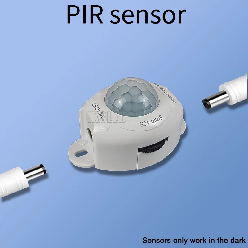 

Переключатель датчика движения PIR с автоматическим включением и выключением, 5-24 В постоянного тока, 3 А постоянного тока для светодиодной ленты, датчик дневного света работает только в темноте, с кабелем постоянного тока 55*21 мм