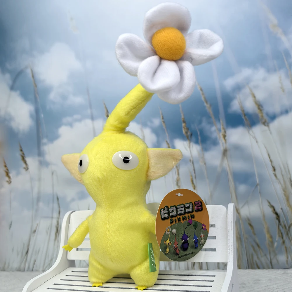 Yellow Pikmin Pikminidae Auribus White Flowers Master 9.5 inches Plush Toy , Switch Game ピクミン Stuffed Animal Cartoon Teddy Doll