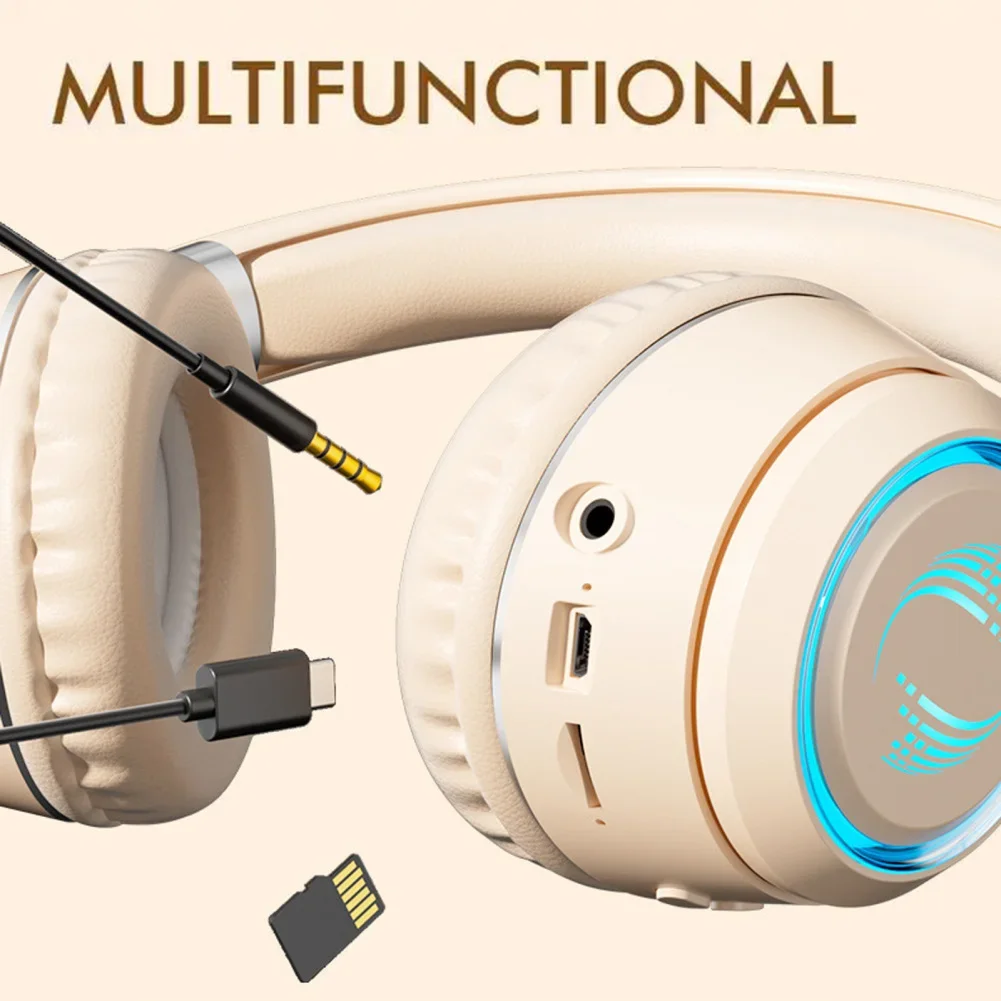 Wireless Headsets Over-Ear HIFI Earphones Scalable Folding Head Band Buttons Control Headphones For Smart Phone Computer Laptop