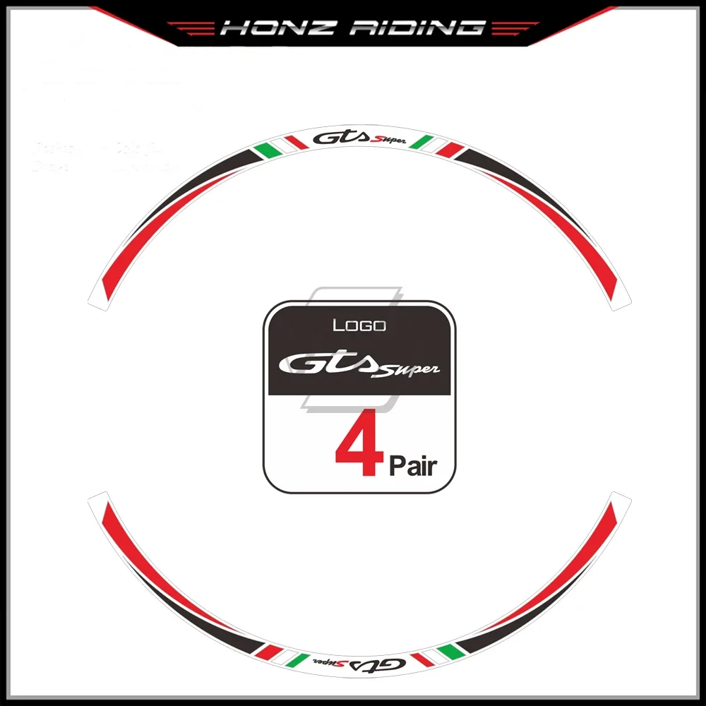 

For Vespa Sei Giorni GTS 300 300ie Touring Rim 12" Wheel Reflective Sticker Kit