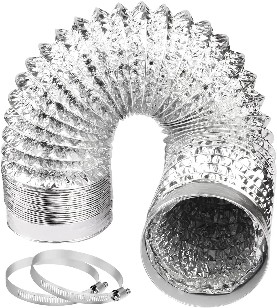 

4 Inch 5FT Flexible Dryer Vent Hose Kit, Aluminum Insulated Ducting Tube for Indoor Outdoor Use