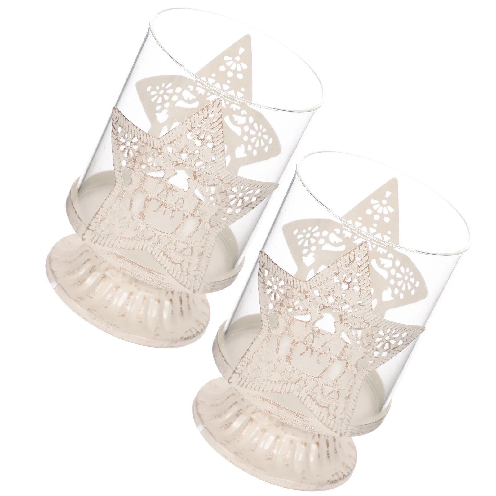 2Pcs Star Designed Holder Decorative Candlestick for Christmas Dinner Table Desktop Decor Romantic Home Party Ornament