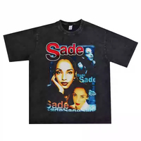 2025 Nigerian Female Singer Sade Personality Print Street Crewneck T-shirt Short Sleeve Wash To Do Old High-quality Luxury Brand