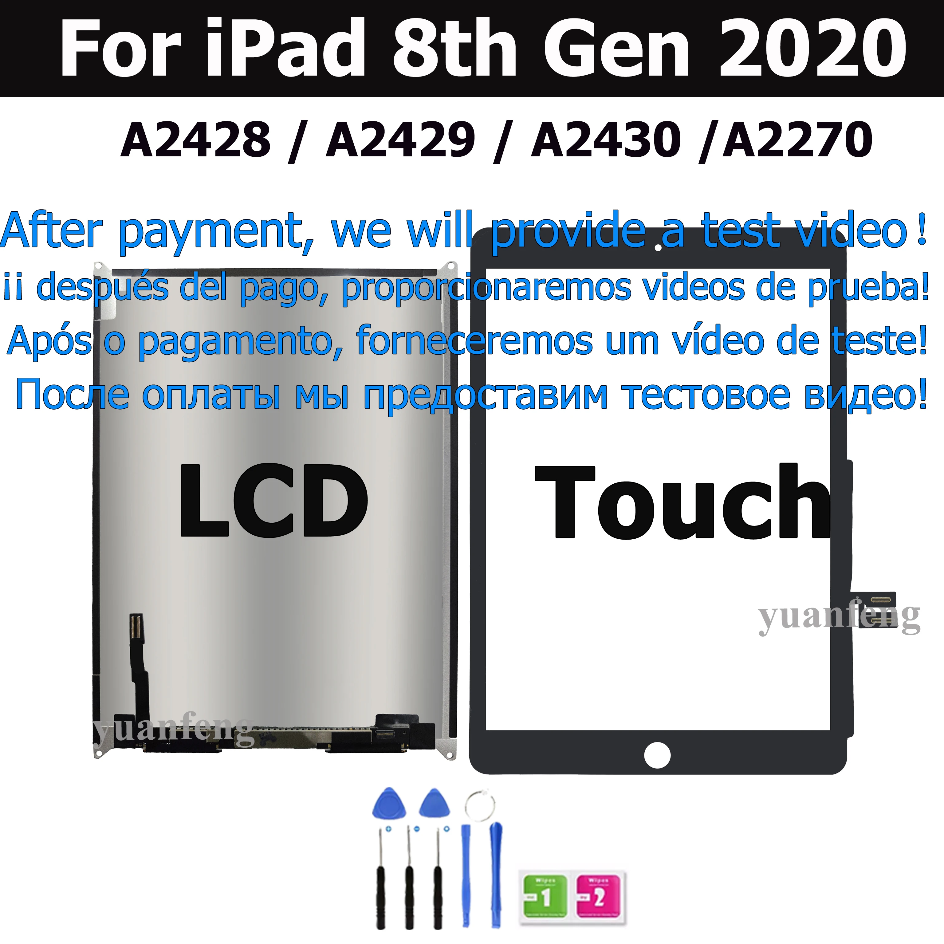IPad用LCDタッチスクリーン,100% テスト済み,10.2世代,a2270,a2430