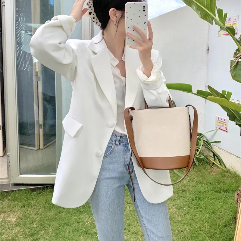 

UNXX Spring Autumn Long Sleeves Jackets Solid Loose Casual Blazers Korean Fashion Chic Vintage Coat Female Blazer Women Clothing