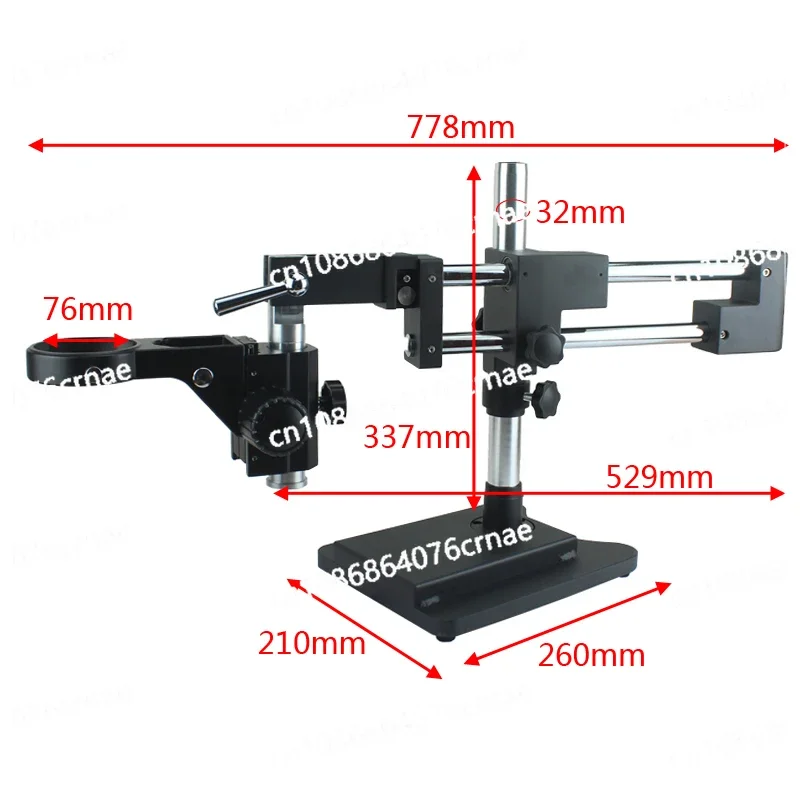 Universal Double Boom Lab Industrial Zoom Trinocular Stereo Microscope Stand Holder Bracket Arm 76mm Microscopio Accessories