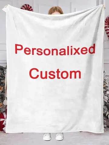 1 Piece of Custom Personalized Blanket with Image Upload DIY Flannel Blanket - Customize with Warm Photos, Soft and Warm, Suitable for Sofa, Bed, Office, Car, and Outdoor Travel - Perfect for All Seasons, Halloween, Thanksgiving, Birthdays, Weddings, Couples, Valentine's Day, Graduation, Parties, Holidays, as a Gift for Men and Women