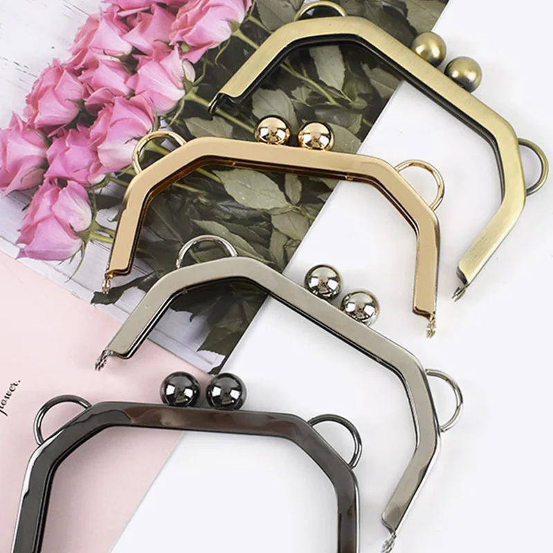 1/2Pcs Deepeel 14CM Smooth Framework Metal Purse Frame Bag Handle Sewing Brackets Wallet Kiss Clasp Handles Hardware Accessories