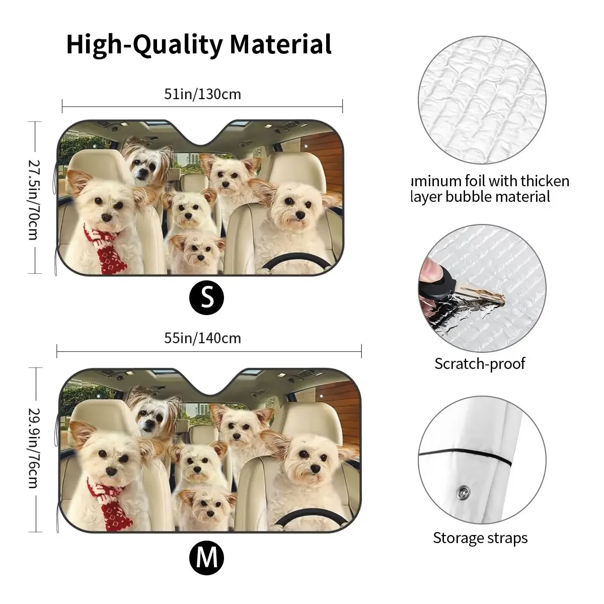 West Highland Terrier Westie Dog Fold-up Sunshade Windscreen 70x130cm Animals Driving Foils Car Sunshade Front Window Cover